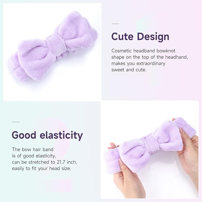 WSYUB Spa Headband, Headband for Washing Face, Shower Skin Care Fluffy Stocking - Image 3