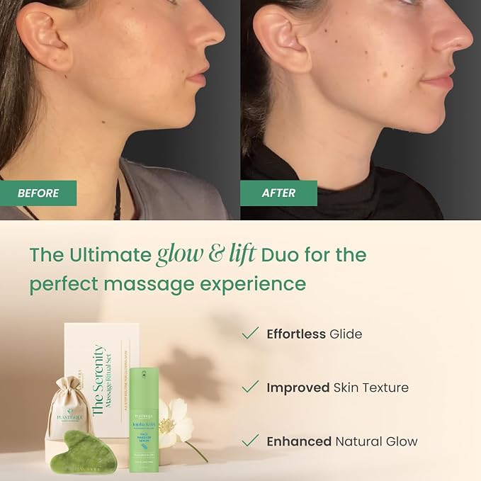 PLANTIFIQUE Massage Set: Jade Gua Sha & Korean Face Serum - Image 2