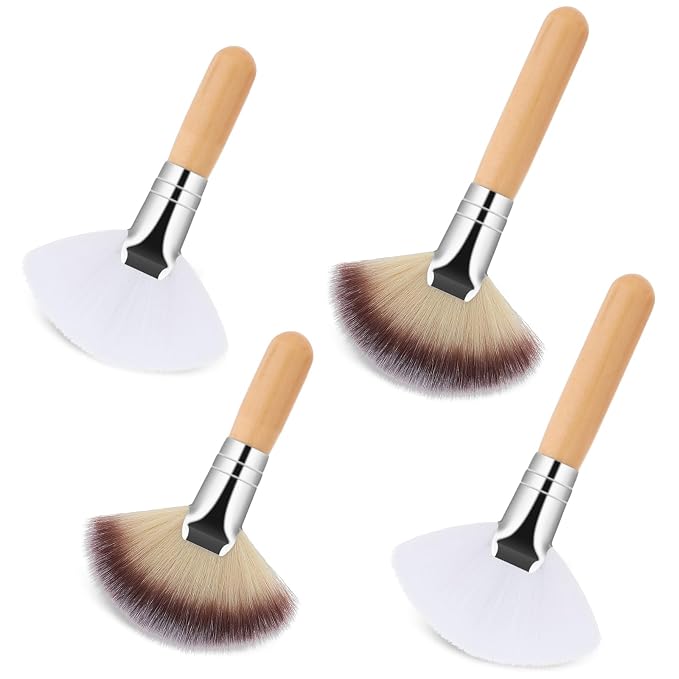 Thinp 4 Pcs Facial Fan Brush, Facial Brushes Esthetician Fan Brushes by Thinp