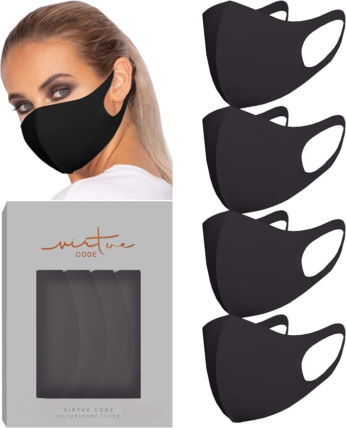 Virtue Code Second Skin Cloth Face Mask Pack. 4 Buttery Soft Masks Washable by VIRTUECODE
