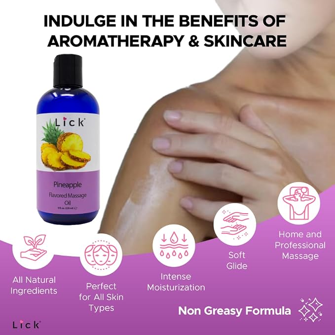 Lick Pineapple Passion Flavored Massage Oil – Sweet, Body Safe - Image 4