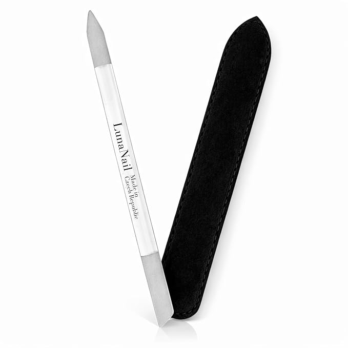 Double-Sided Czech Crystal Glass Cuticle Pusher | Premium Etched Manicure Stick by LunaNail