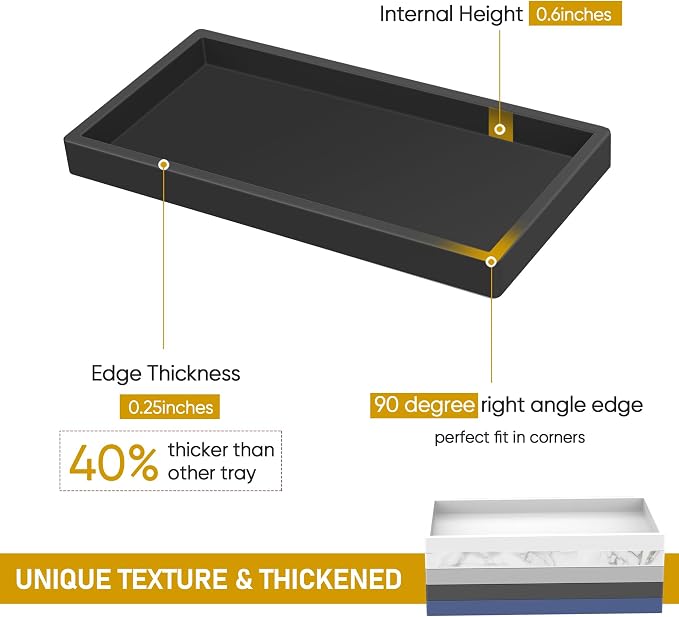 Silicone Bathroom Tray, Shatterproof Small Black Bathroom Tray, High-Grade - Image 2