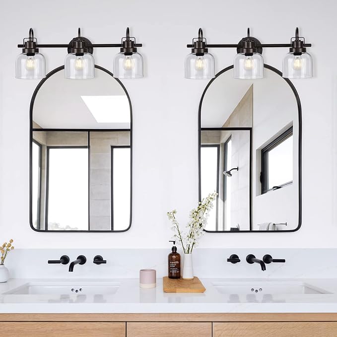 Bronze Bathroom Vanity Lights, 3-Light Vanity Light Fixtures - Image 3