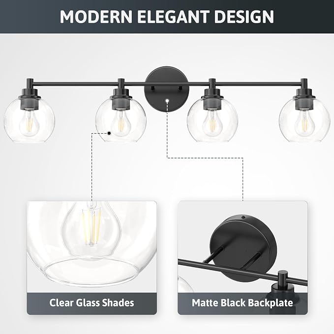 VONLUCE Bathroom Light Fixtures, 4-Light Bathroom Vanity Light - Image 3