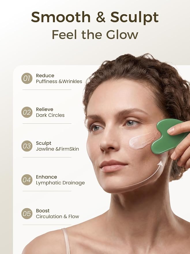 Gua Sha Facial Tool – Green Stone Guasha Tool - Image 2