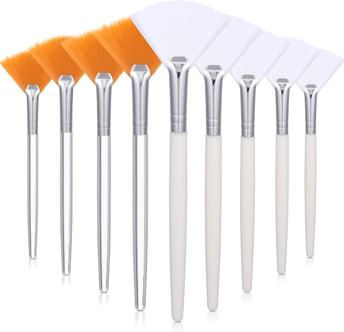 9 Pieces Facial Fan Mask Brushes, Soft Facial Applicator Brushes Tools by Maitys