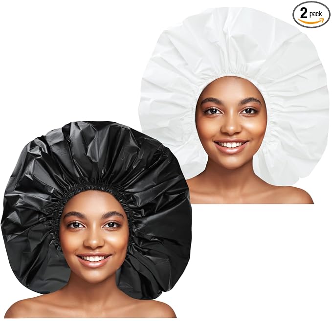 Super Jumbo Shower Cap 2 PCS Waterproof Shower Caps by CHFONGDIRECT
