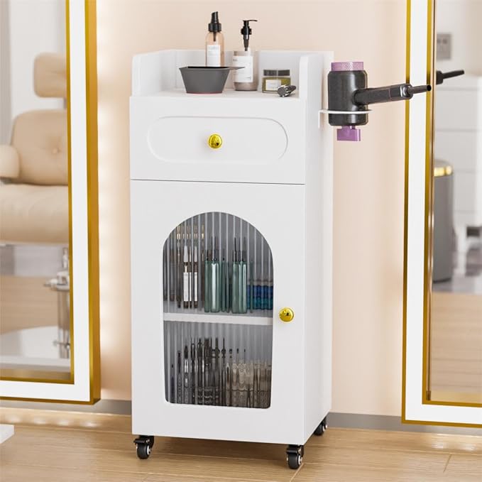 Salon Cart with Wheels, 3 Tier Rolling Beauty Trolley by OmySalon