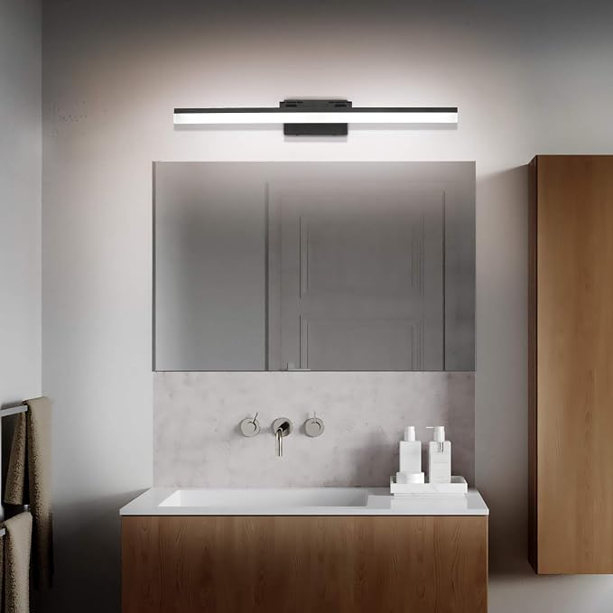 SOLFART Black Modern Bathroom Lights Over Mirror 31.5 inch Vanity Lighting Wall - Image 2