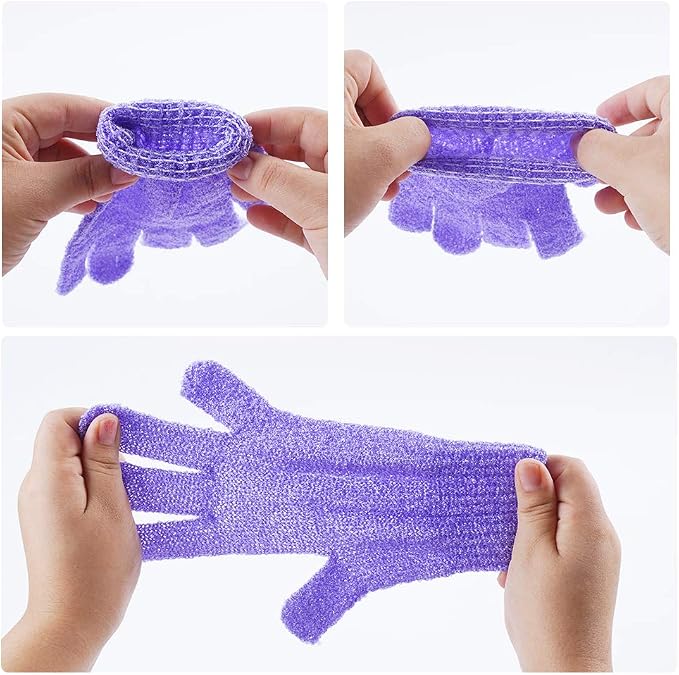 10 Pairs Exfoliating Gloves, Made of 100% Nylon, 10 Colors Double Sided - Image 3