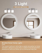 Sailstar Bathroom Light Fixtures Over Mirror, 3-Light Vanity Lights Brushed - Image 2