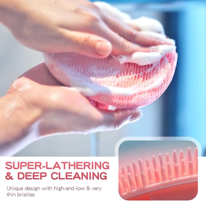 Manmihealth Silicone Back Scrubber & Soft Bath Glove Set, Super-Exfoliating - Image 4