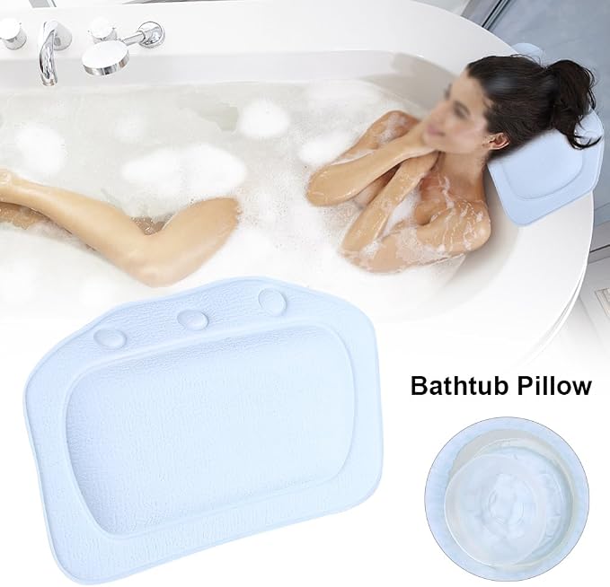 Bath Pillow, Bathtub Head Neck Support, Soft Foam Padded Spa Tub Headrest Back - Image 7