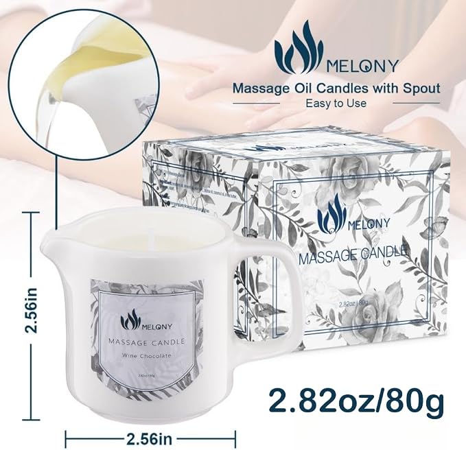MELONY Soy Massage Oil Candle | Wine Chocolate | Low Temp | 2.82 OZ / 80G | - Image 7