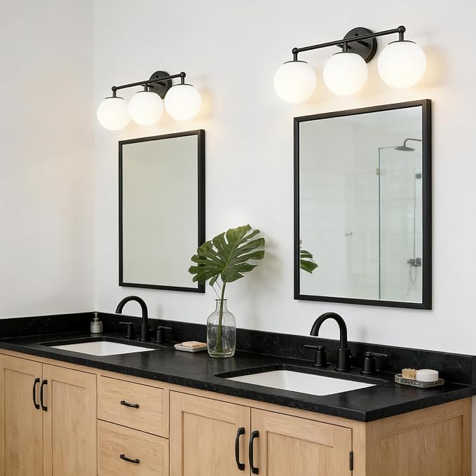 AKEZON 3-Light Black Bathroom Vanity Light Fixture, Modern Minimalist Vanity - Image 2