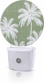 Night Lights Auto Sensor Tropical Palm Trees Night Light Green Linen Coastal by Home+L6