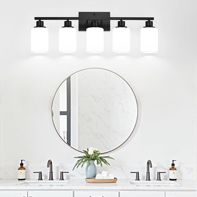 Indoi 5-Light Black Bathroom Vanity Light Fixture - Image 7