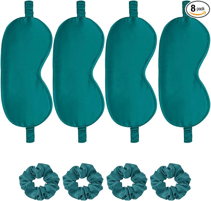 Satin Eye Mask 8Pcs Silk Sleep Masks Silky Blindfold Eyeshade Blackout Eyes by WJingYiJia
