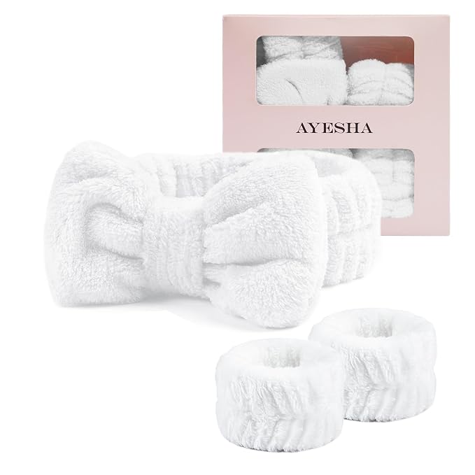 Ayesha White Spa Headband and Wristband Set by AYESHA