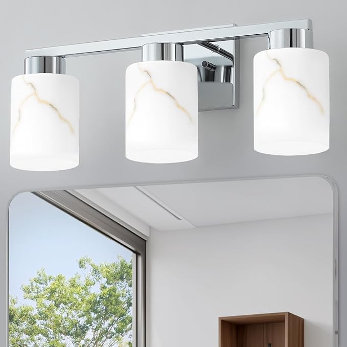 3-Light Bathroom Light Fixtures, Modern Vanity Lights, Chrome Metal Wall Lamp by Mieloxiy