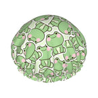Cute Frogs Shower Cap For Women Reusable Waterproof Double Layers Bath Cap Hair by YUZEKABZ