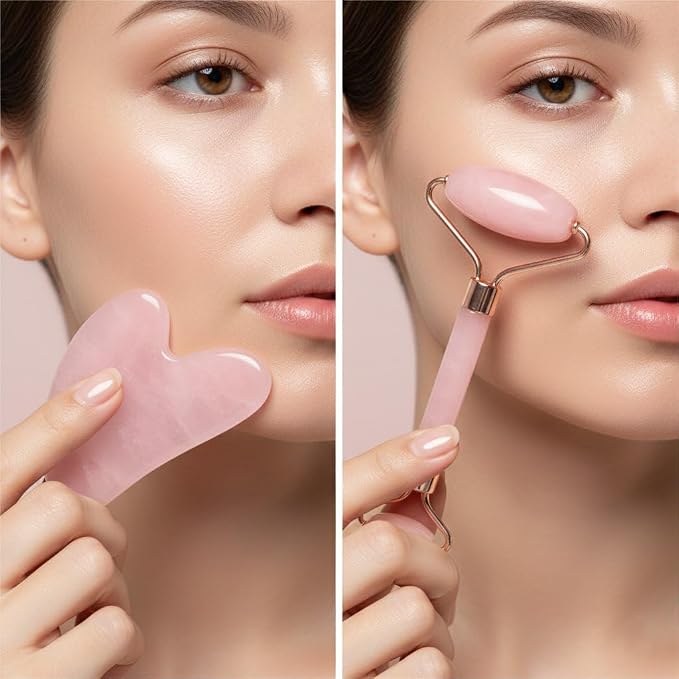 Cooling Face Roller & Gua Sha Set, Smooth Resin Facial Massage Tools - Image 2