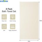 ecolook Bath Towels Set of 4, 100% Cotton, 27 x 55 Inches, Quick-Drying & - Image 3