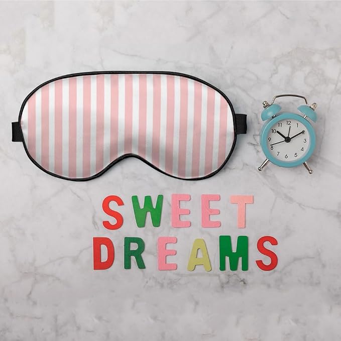 Striped Eye Mask Sleeping Mask Pink and White Stripes Sleep Masks Silky Soft - Image 6