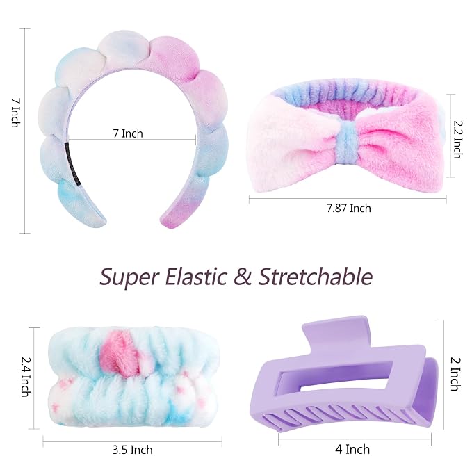 VELSCRUN Spa Headbands for Wash Face, Makeup Headband, Facial Skincare Headbands - Image 6