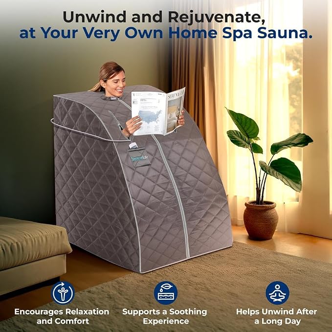 SereneLife Portable Infrared Home Spa | One Person Sauna | Heating Foot Pad and - Image 6