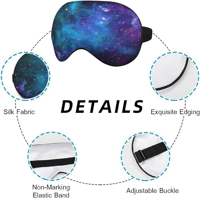 Galaxy Stars Silk Eye Mask Sleep Mask Abstract Space Blue Purple Nebula Starry - Image 3