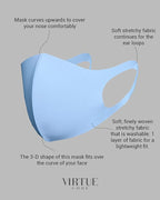 Virtue Code Second Skin Cloth Face Mask Pack. 4 Buttery Soft Masks Washable - Image 3