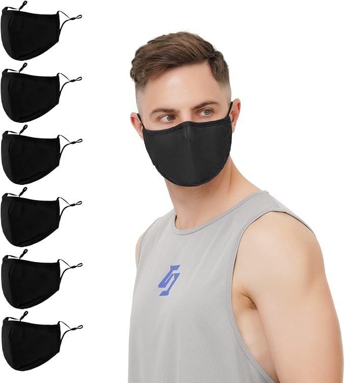 3-Ply Cloth Face Mask 6 Pack, Reusable and Breathable Face Covering - Image 5