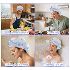 18Pcs Plastic Shower Caps for Women Waterproof Bath Caps Bathing Hair Cap - Image 7