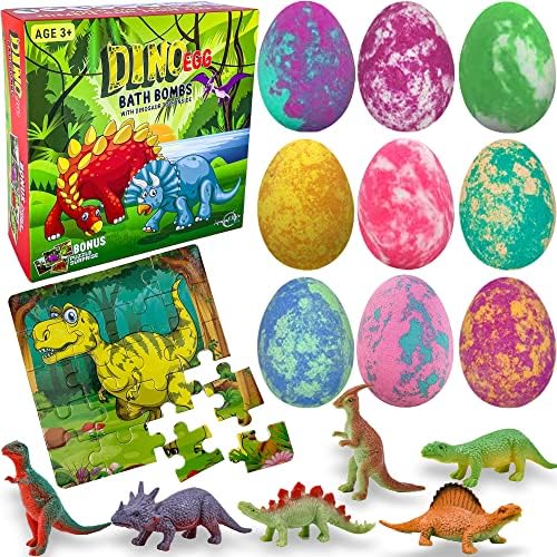 Bath Bombs for Kids with Surprise Toys Inside Plus Dinosaur Puzzle by MineralMeCalifornia