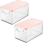 mDesign Deep Plastic Bathroom Storage Bin Box, Lid/Built-in Handles, - Image 7