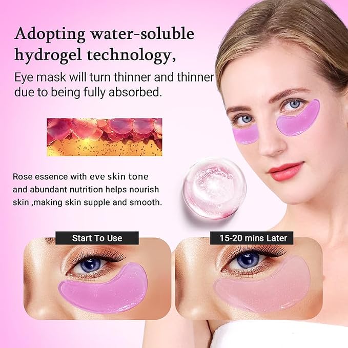 PEAUAMIE Under Eye Patchs Rose Eye Mask - Image 2