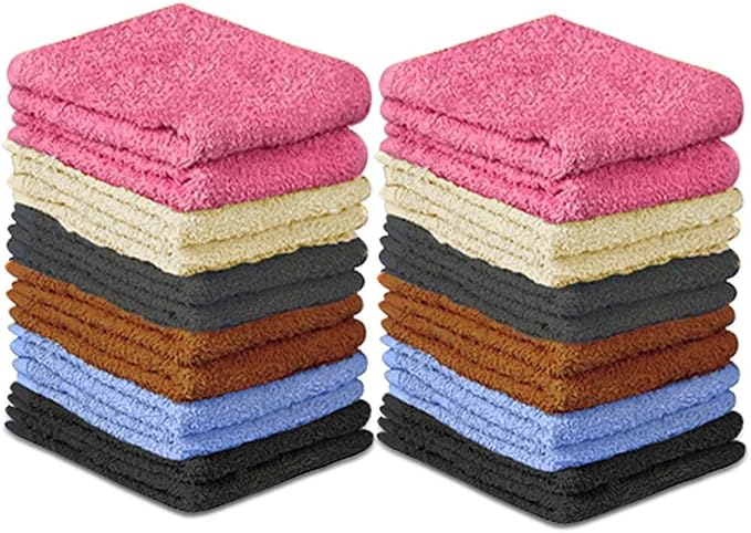 QUBA LINEN 100% Cotton Washcloth Set 24 Packs – Soft, Absorbent Face Towels by QUBA+LINEN