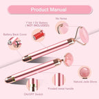 Upgrade 2 in 1 Vibrating Jade Facial Massager Roller, Electric Rose Quartz Eye - Image 6