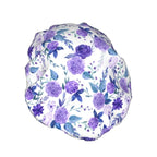 Violet Purple Rose Shower Cap For Women Adjustable Double Waterproof Layers - Image 2