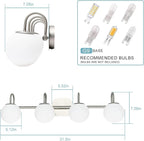 Mid Century Modern Brushed Nickel Bathroom Vanity Light Fixtures 4 Lights Milky - Image 4