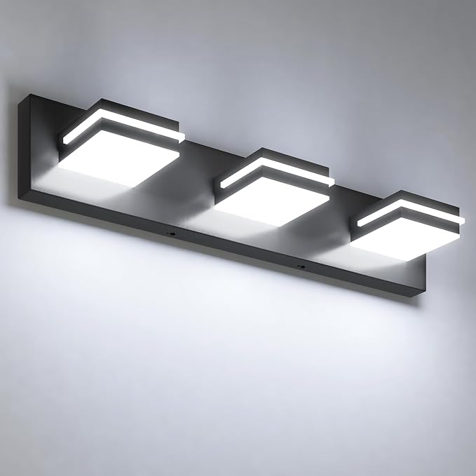 VOLISUN Modern Bathroom Vanity Light Fixtures, Matte Black LED Bathroom by VOLISUN
