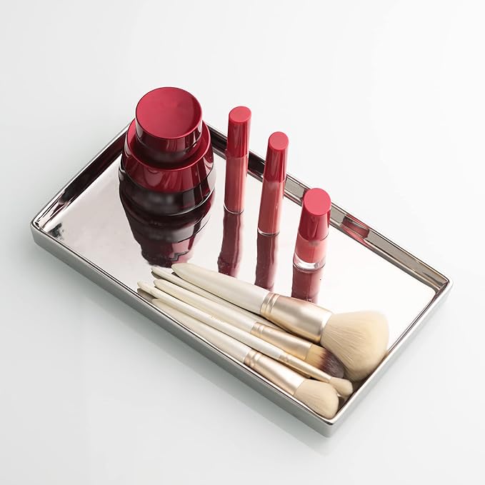 Ceramic Trinket Tray Rectangte Vanity Jewelry Organizer Makeup Mirror Tray - Image 3
