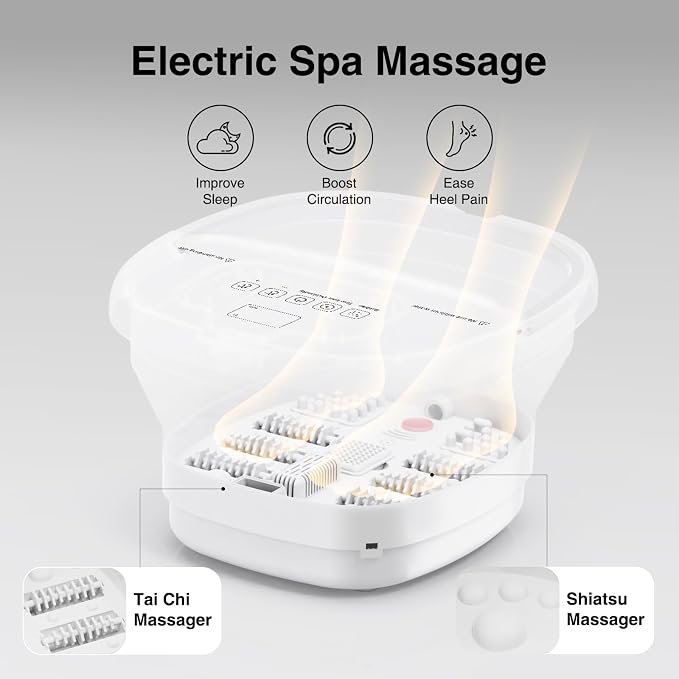 Pedicure Foot Spa with Bubble and Heat, Collapsible Foot Soaking Tub with - Image 2
