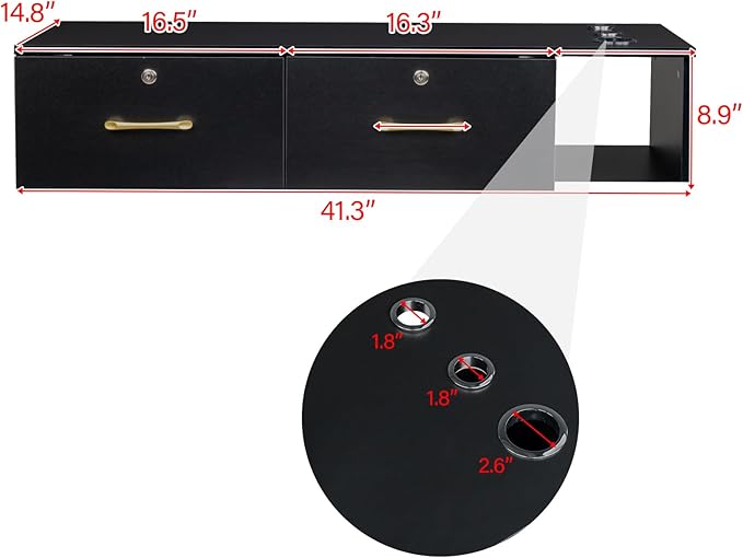 Wall Mount Styling Station for Hair Stylist, Wooden Hair Salon Station Storage - Image 2