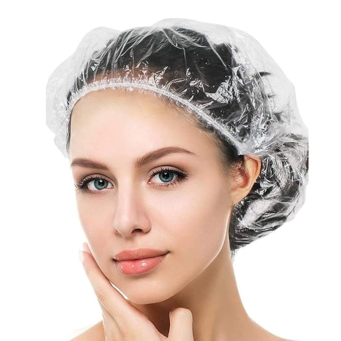 YIZIJIZI 50PCS Disposable Shower Caps, Large Thick Clear Waterproof Shower Cap by YIZIJIZIOriginalShowercapFactory