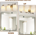 3-Light Bathroom Light Fixtures, Modern Vanity Lights, Brushed Nickel Metal - Image 5