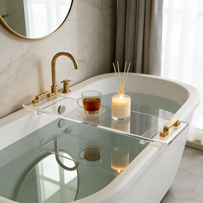 1CM Thick Clear Acrylic Bathtub Caddy - Image 4