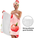 Women’s Pink Watercolor Apple Bath Wrap and Hair Towel Set, Soft Absorbent - Image 4